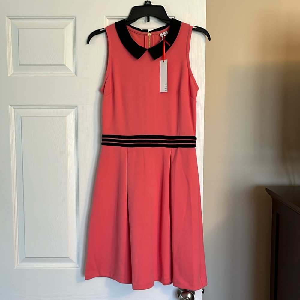 NEW ELLE Tea Rose & Black Stretch Sleeveless Dress Women’s Size X Small Pink